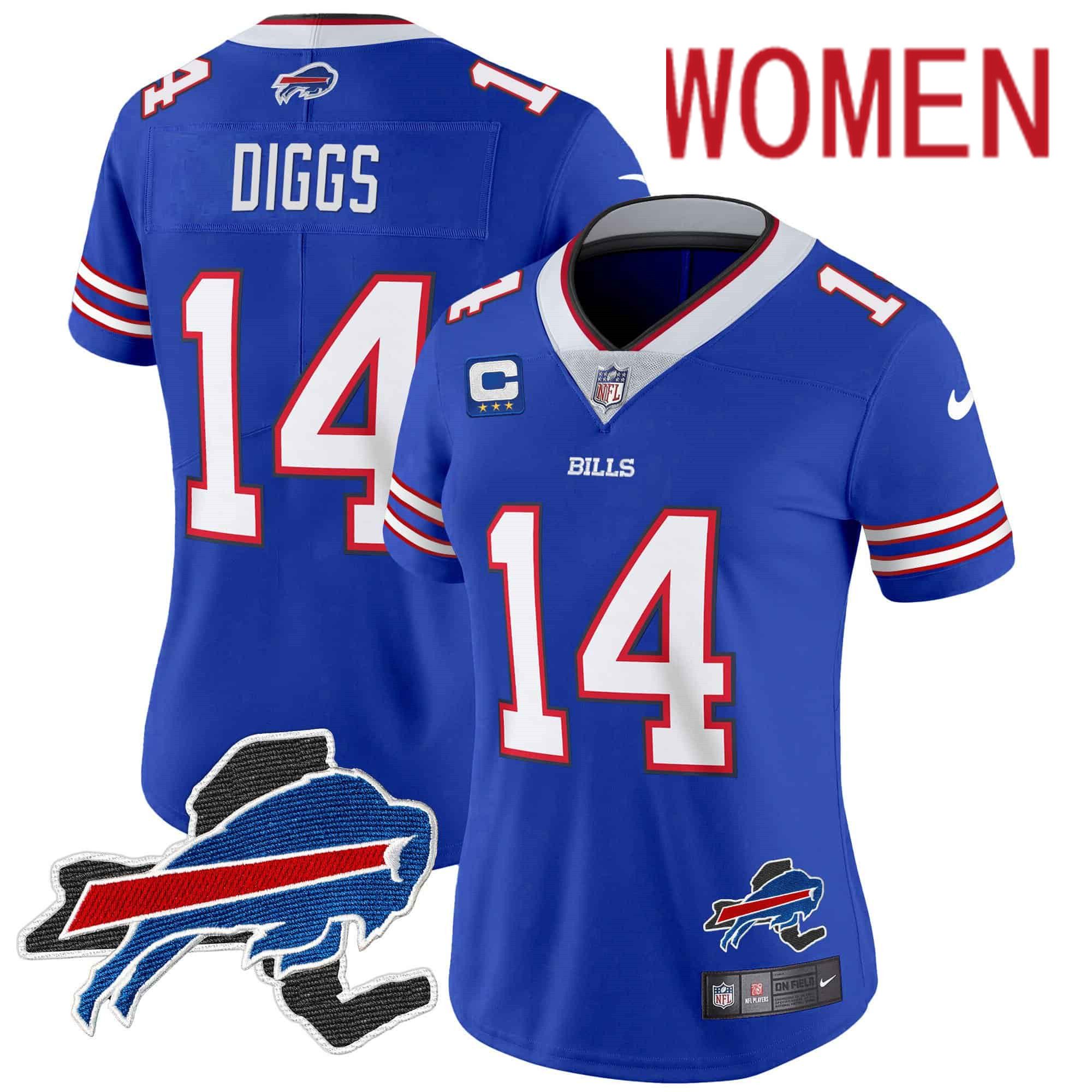 Women Buffalo Bills #14 Diggs Blue 2024 Nike Patch Vapor Limited NFL Jersey style 1